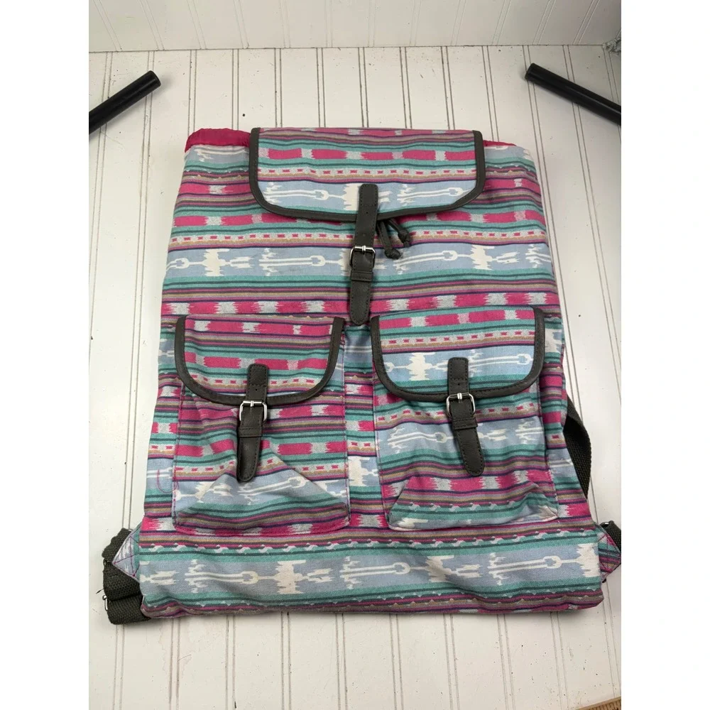 Candies Vintage Y2K Pink Blue Aztec Boho Festival Hippie Rucksack Bag